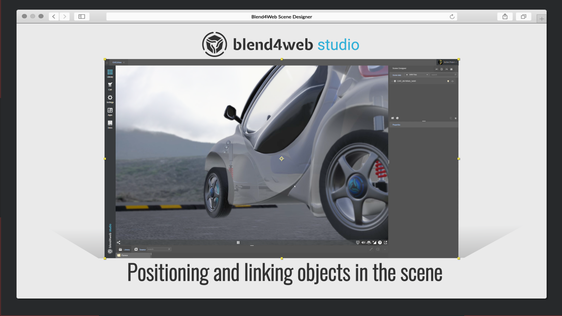 Blend4Web Scene Designer: позиционирование и привязка объектов на сцене